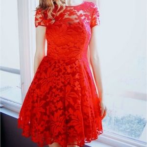 Ted Baker London Women Red Ruffle Dress Size 4